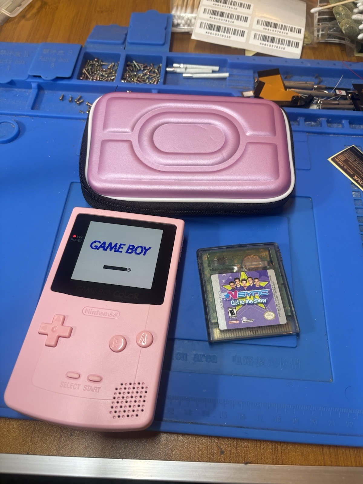 Backlit IPS Pink Gameboy Color 1500 MAH lithium Battery Nintendo GBC USB C