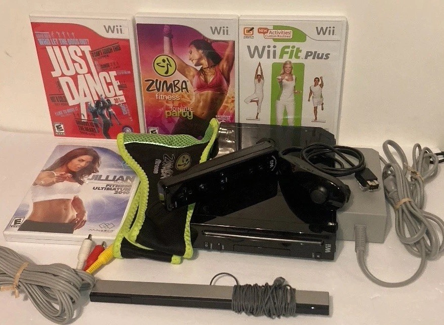 ✅Nintendo Wii Console Black RVL-101 Bundle Remote Accessories Just Dance