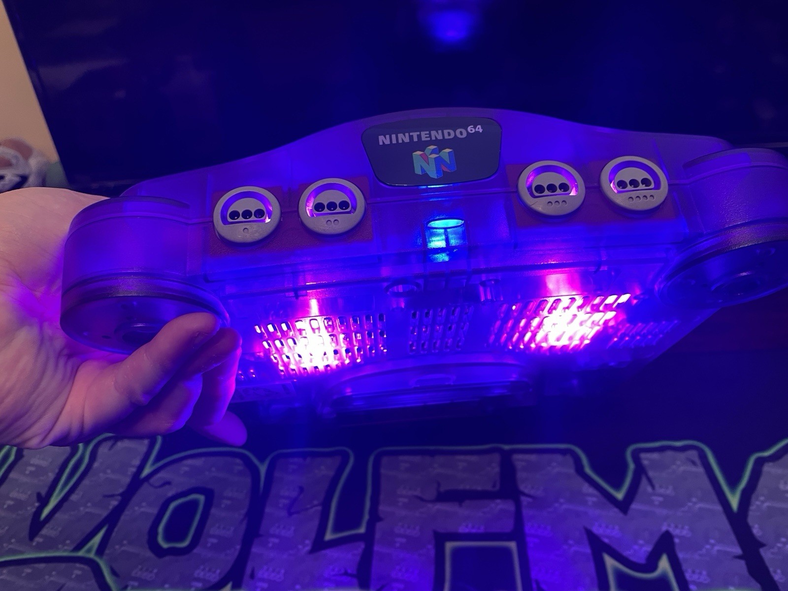 Nintendo 64 New Shell!! Purple LEDs !! RGB Power Light!! USBC!! HDMI Adapter!!