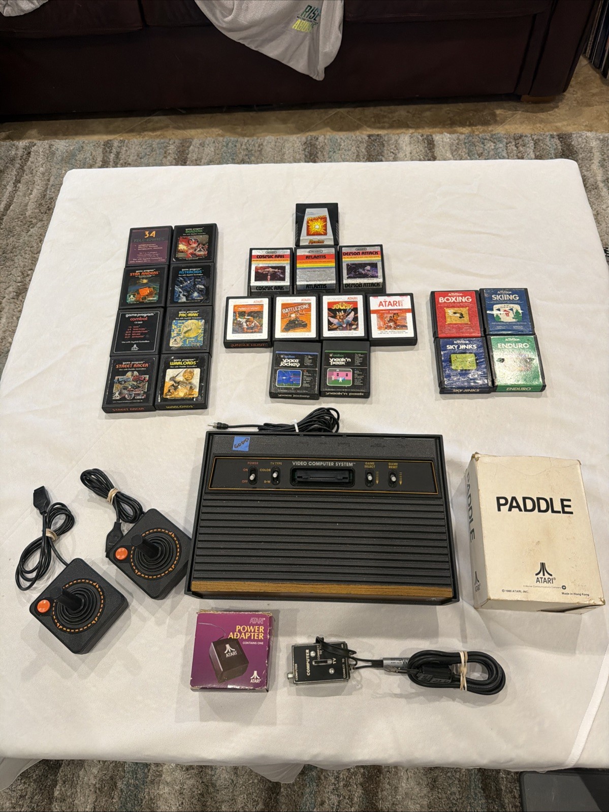 Atari 2600 4 Switch Console Joystick Paddle 22 Great Games Tested Bundle Lot