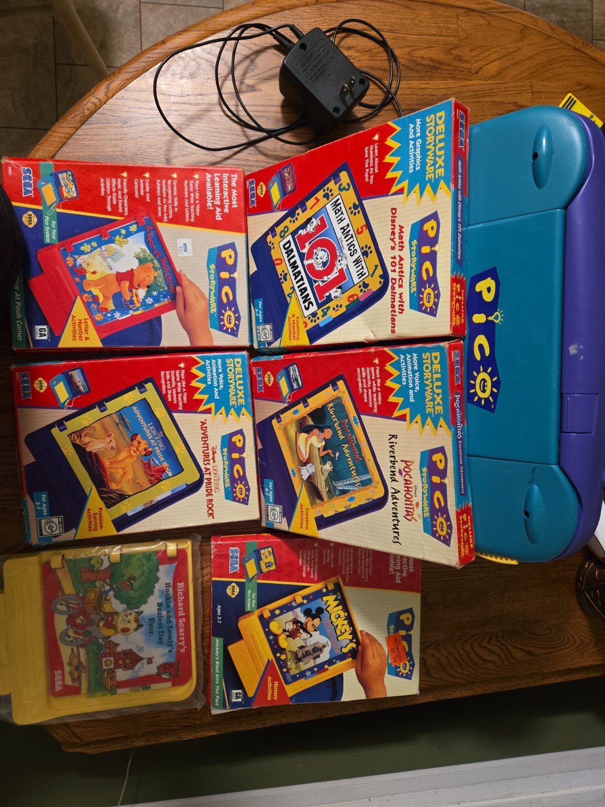 VINTAGE SEGA PICO LEARNING SYSTEM CONSOLE W/ 6 GAMES Lion King, Mickey And More