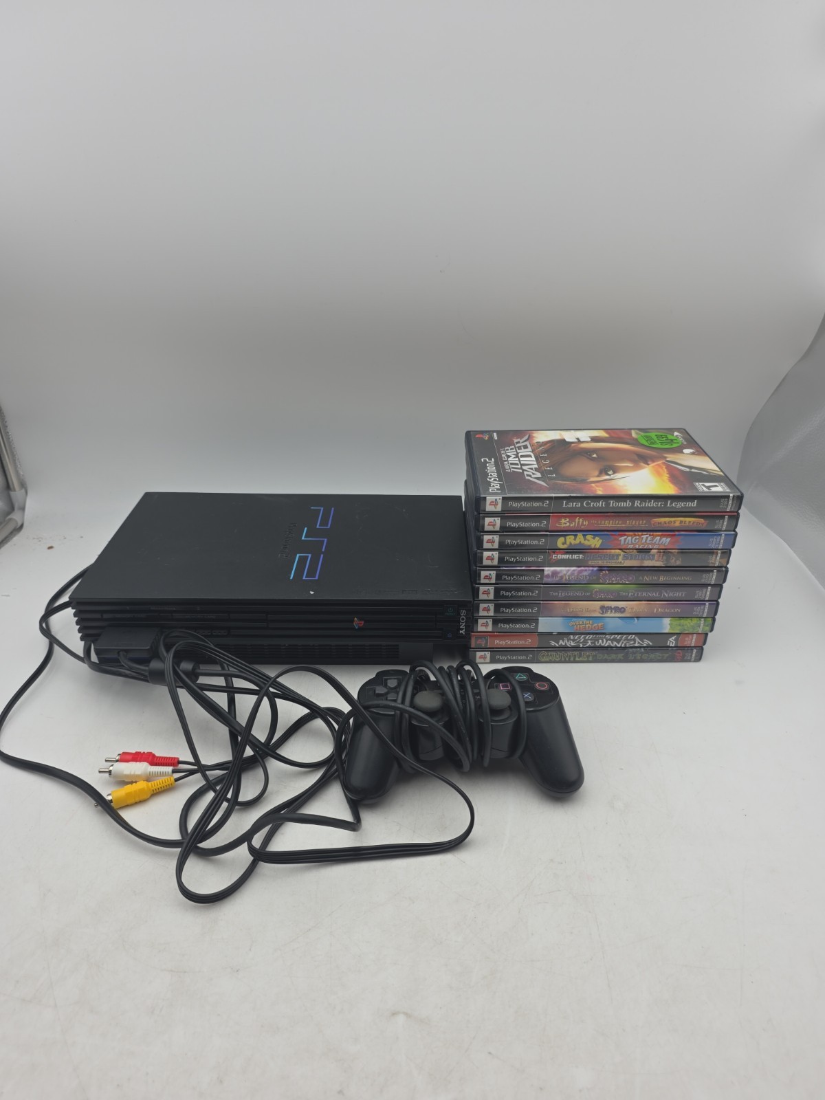 Sony PlayStation 2 Black Fat Console, Model SCPH-39001 with Controller & 10 Game