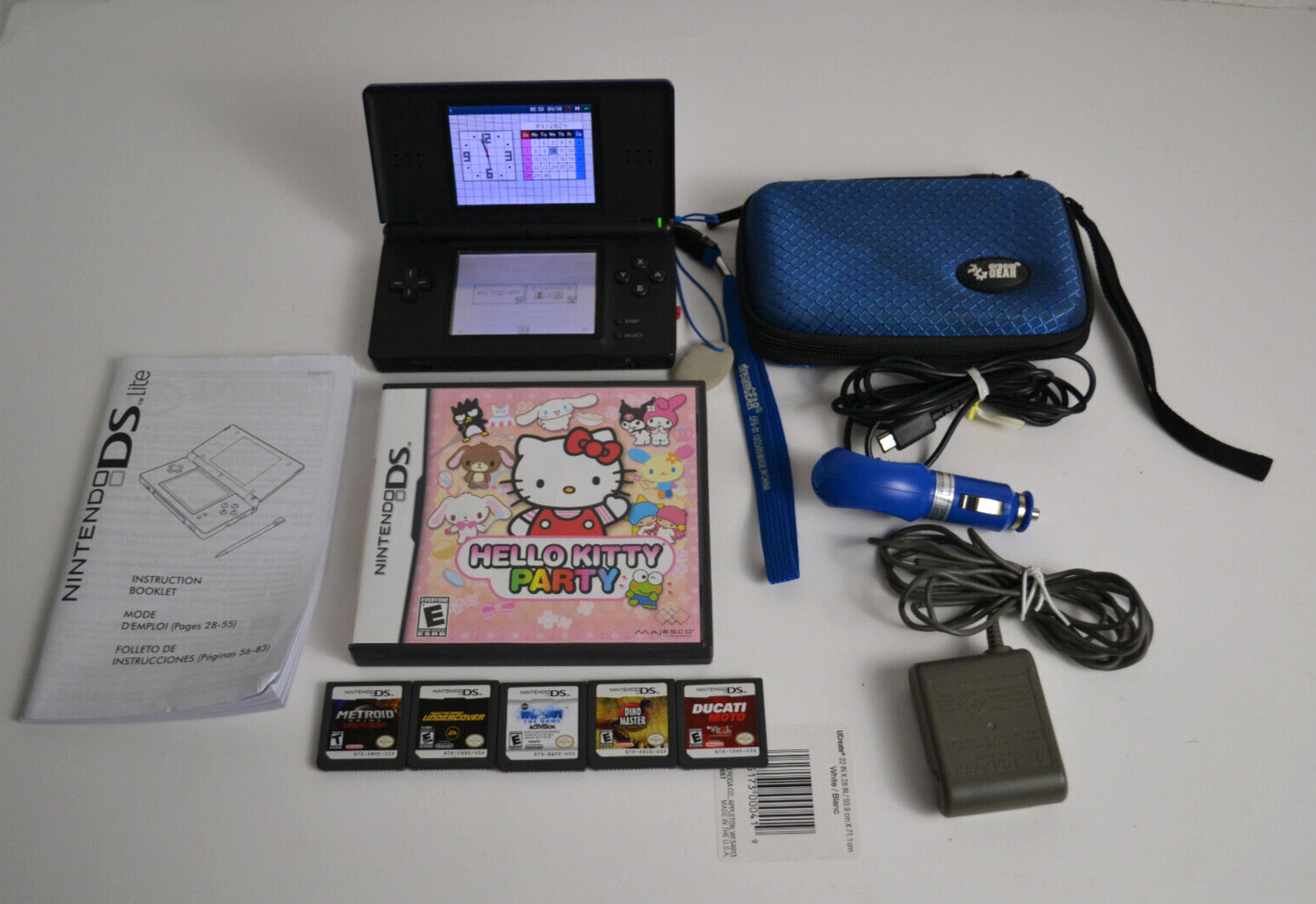 Nintendo DS Lite Handheld System – Cobalt/Black With Stylus 6 Games 2 Chargers