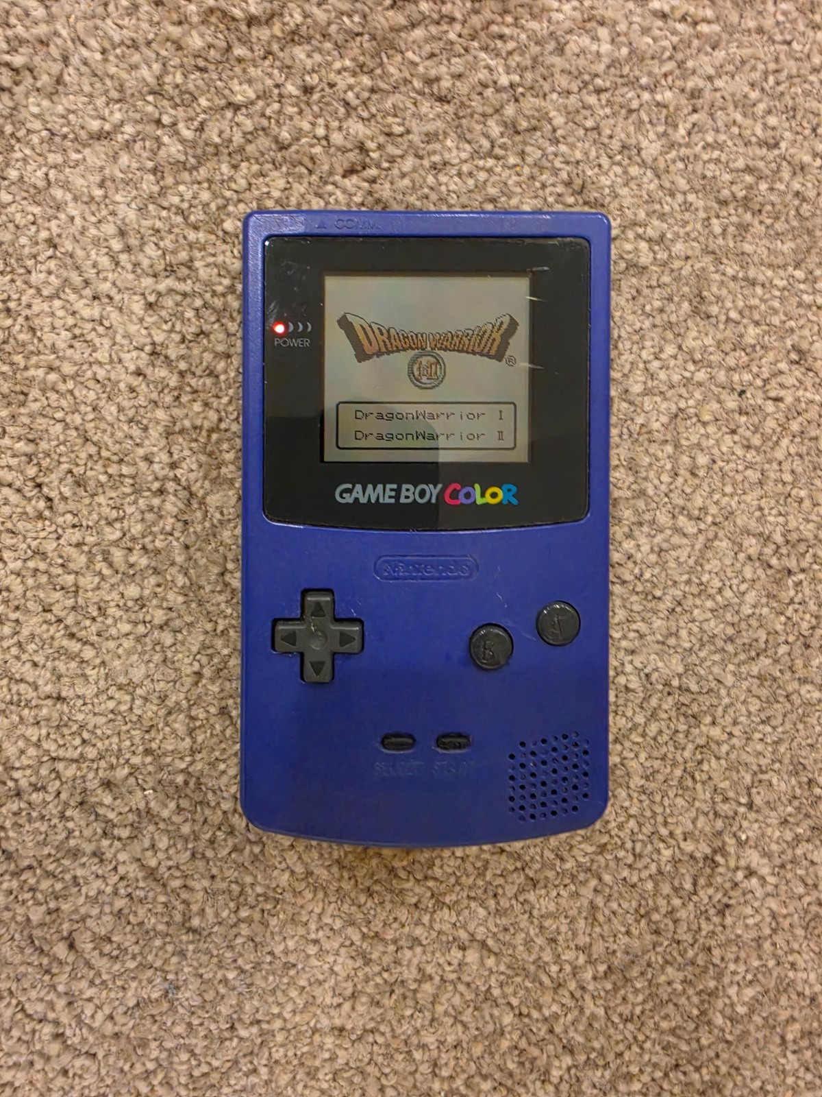 Nintendo Game Boy Color Grape Purple CGB-001 + Dragon Warrior I & II Tested Work