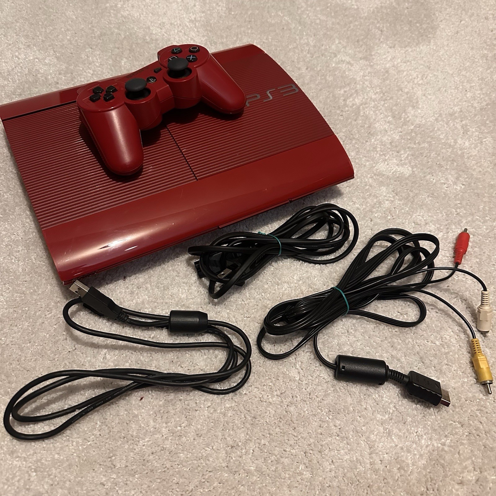 Japanese Red PS3 Super Slim 232gb Tested Working With Controller