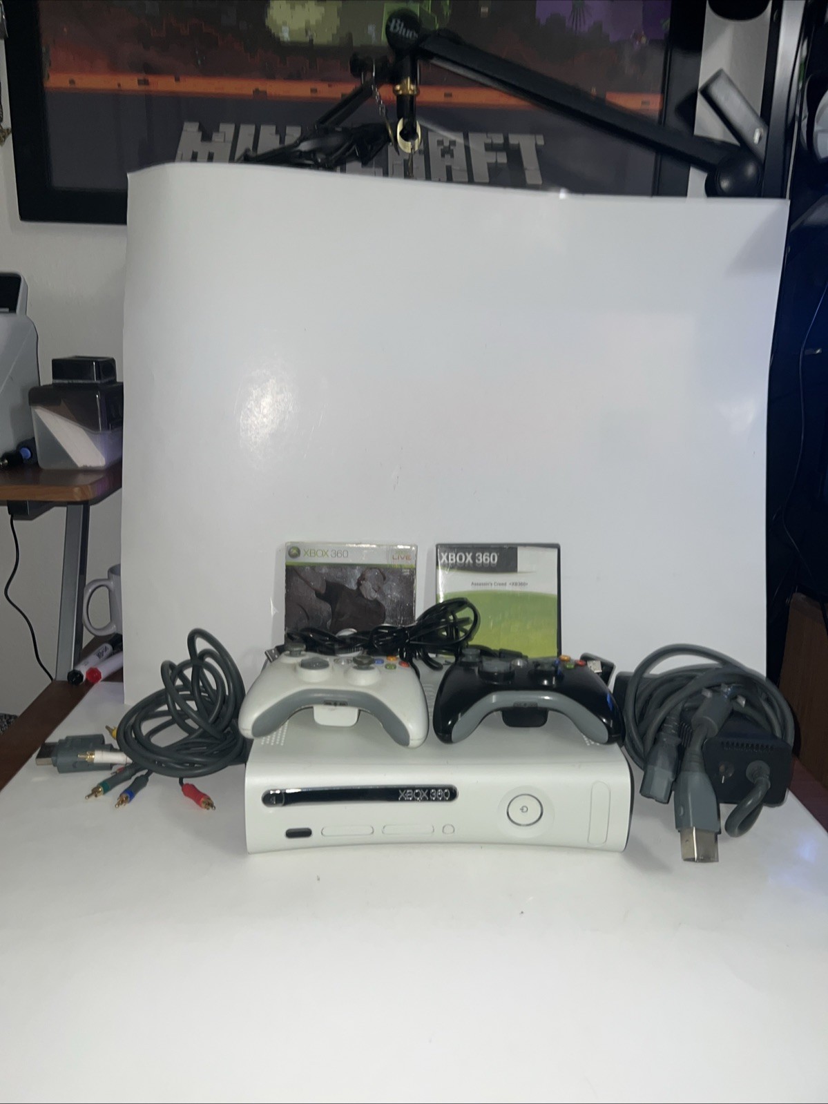 Xbox 360 Console Bundle Tested All Cords, Working 2 Controllers And 2 Games