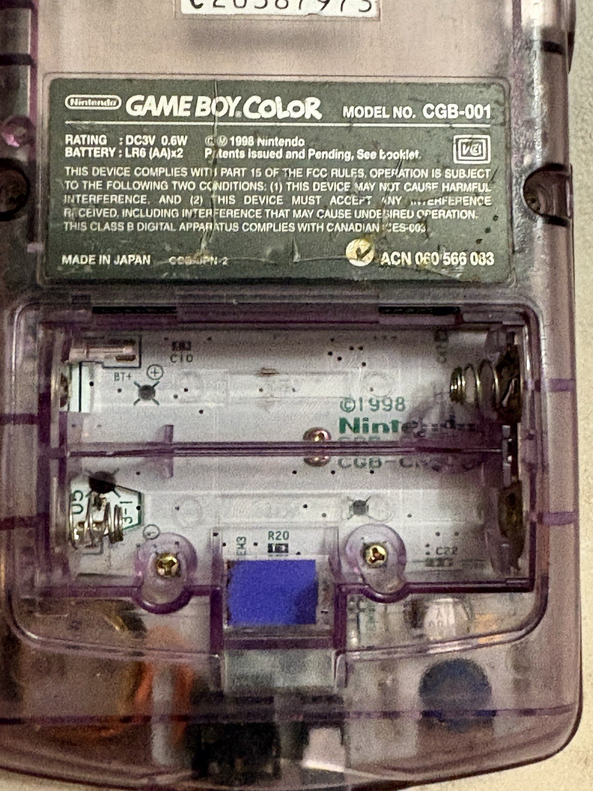 Nintendo Game Boy Color Clear Atomic Purple 👾 CGB-001 GBC RESTORED Excellent