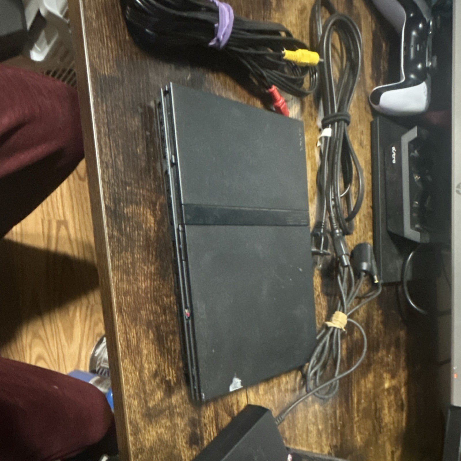 sony playstation 2 slim console black slim design with cables