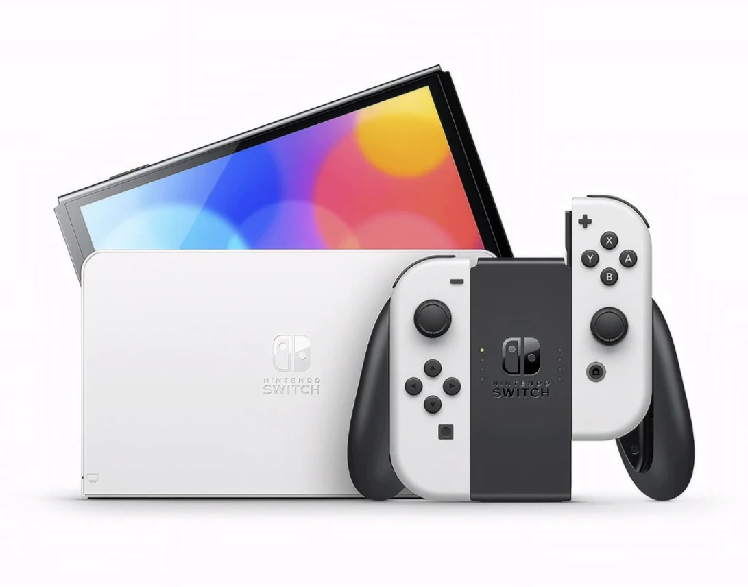 Nintendo Switch OLED White 64GB Console Joy-Con Dock HDMI Charger Tested Works